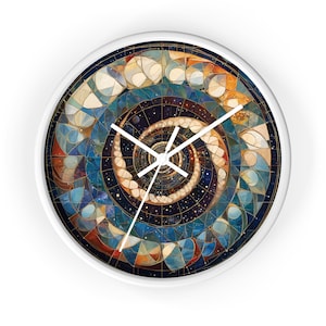 Cosmic Fibonacci Sequence Wall Clock, Vintage Style Wall Art - Celestial Wall Clock, Galaxy Home Decor, Space Themed Clock 10" circumference
