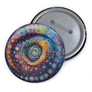 Cosmic Fibonacci Custom Pin Buttons, Groovy Fibonacci Swirl Pins, Unique Space Inspired Badge, Celestial Accessories, Math Geek Gifts