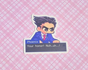 Ace Attorney "Nuh Uh" 3" Sticker
