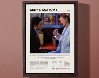 Grey&#39;s Anatomy S5E24 Poster | Derek & Meredith&#39;s Post-It Vows Scene | Vintage Minimalist Art | TV Quote | Digital Download And Print Option