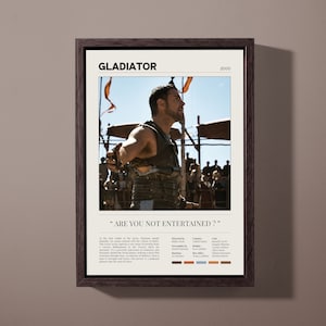 Gladiator Film Poster | Maximus Arena Szene | Wanddekoration | Vintage Retro Druck | Filmzitat | Ridley Scott | Crowe | Personalisiertes Poster