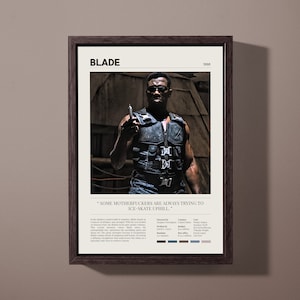 Póster de la película Blade / Wesley Snipes / Película de Marvel / Stephen Norrington / Póster minimalista vintage / Arte de pared para el hogar / Descarga digital e impresión