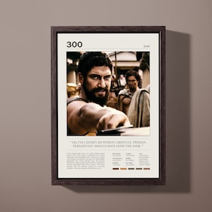 Cartaz do filme 300 Sparta | Gerard Butler | Zack Snyder | Cartaz minimalista vintage | Citação do filme | Download digital e impressão