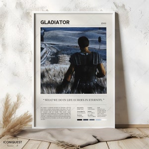 Cartaz do filme Gladiador | Cena da Fazenda Maximus | Decoração de parede | Impressão retrô vintage | Citação de filme | Ridley Scott | Russel Crowe | Pôster personalizado