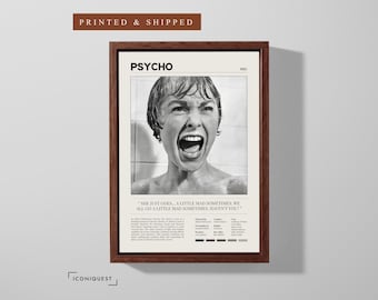 Póster clásico de Psicosis (1960) / Janet Leigh / Alfred Hitchcock / Decoración de Halloween / Regalo de arte para pared / Opción de descarga digital e impresión