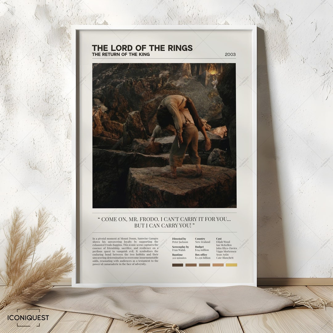 LOTR Movie Poster Set | the Return of the King | Sam Carrying Frodo ...