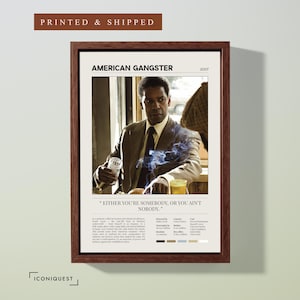 American Gangster poster, Light edition, framed in walnut and hung on a plain wall