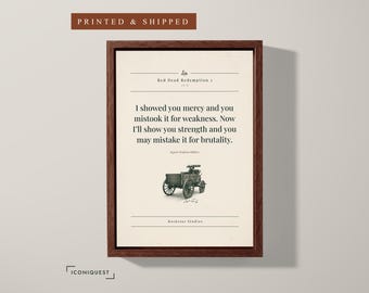 I Showed You Mercy and You Mistook It · Red Dead Redemption 2 Quote Print · Video Game Wall Decor