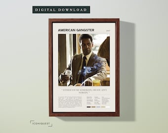 American Gangster Movie Poster (2007), Minimalist Wall Decor, Digital Download