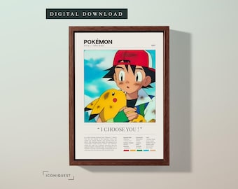 Pokémon TV Show Poster (1997), Minimalist Wall Decor, Digital Download