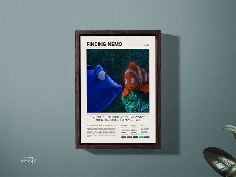 Nemo First Released Finding Nemo Movie Poster | Just Keep Swimming | Pixar Film | Andrew ...