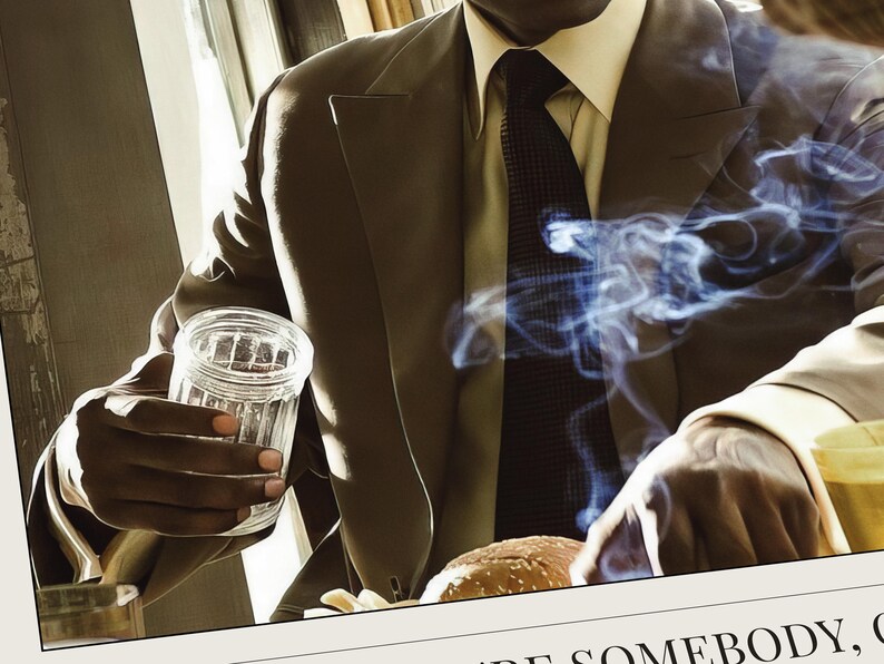 Close-up of the printed American Gangster poster, showing the matte surface of the paper