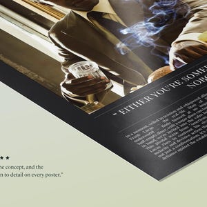The American Gangster poster, Dark edition, lying flat with its caption and credits in view