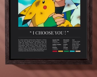 Pokémon S01 E01 Anime Poster Ash Ketchum Pikachu Print Minimalist  Wall Art Custom Poster |TV Show Digital Download Print Options