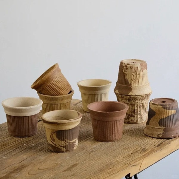 Handmade Brulee Cup planter Set (2 planters）