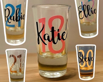 Personalised Birthday Shot Glass - Personalised Shot Glass - 18th - 21st - 40th - 50th - Keepsake Gift - Personalised Gift