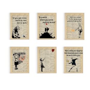 Set di 6 poster di Banksy, Banksy Art, citazioni ispiratrici per la decorazione della stanza, graffiti motivazionali Street Art per la camera da letto degli adolescenti, Banksy