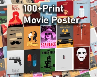 100+PCS Minimalist Movie Poster - Vintage Movie Posters - Minimalist Poster Print - Home Theater Decor-Movie Cover Wall Decor - Printable