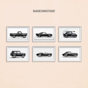 Classic Cars Art Prints  Boys Room Decor,Printable Set of 6, Vehicle Print, Retro Car Art, Surfboards, Nursery Prints, Car Prints Vintage