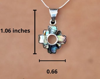 Conjunto de joyas de cruz Chakana de plata de ley con incrustaciones de abulón, hecho a mano