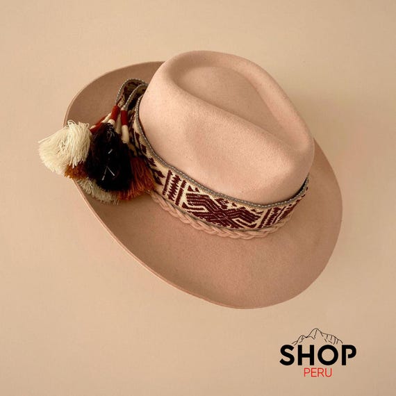 Elegante cappello peruviano in lana con fascia artigianale
