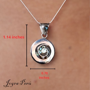 Sterling Silver Spiral Pendant with Natural Abalone Shell – Handmade in Peru/handmade jewelry/minimalist jewelry