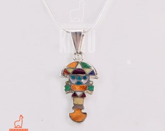 Colgante Tumi de Plata 950 – Collar con Símbolo de Curación Peruano y Piedras Naturales