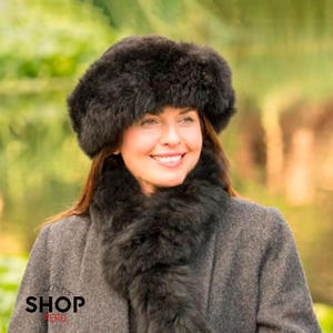 Elegant 100% Alpaca Fur Hat - Available in two styles: timeless black and white/gift of San Balentino