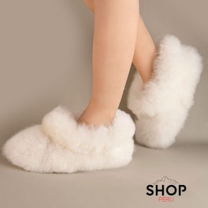 Natural color baby alpaca fur slippers, baby alpaca slippers, alpaca slippers, winter slippers, alpaca gift of San Balentino