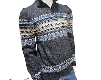 Suéter de alpaca gris oscuro, jersey de punto peruano para hombre