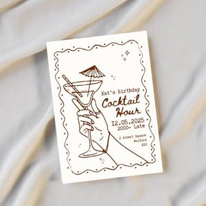 Kat's cocktailuurtje | Elegante sjabloon voor verjaardagsfeestje | Bewerkbaar canvas