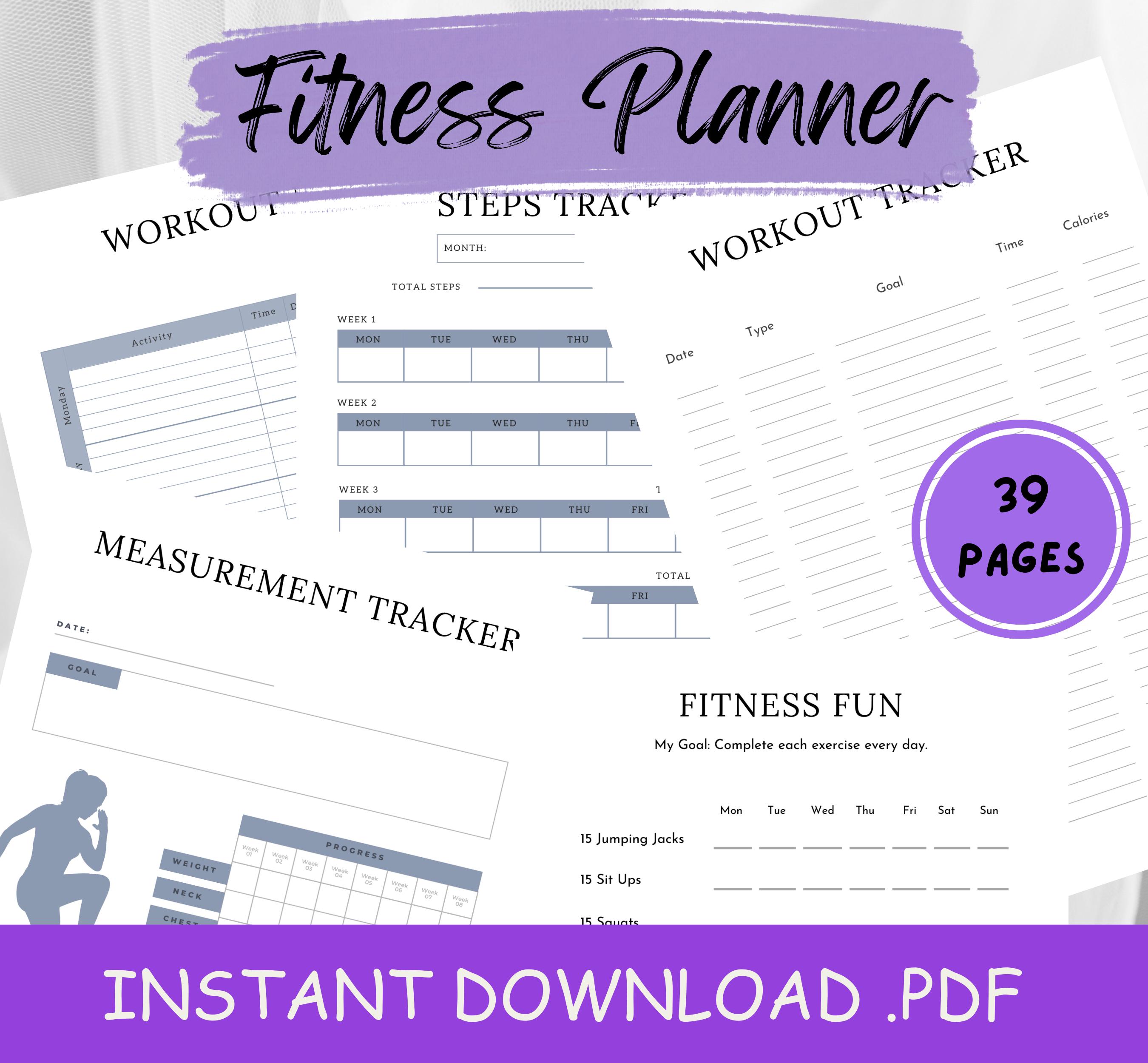 Fitness Planner Printable | Workout Journal PDF | Health & Wellness ...