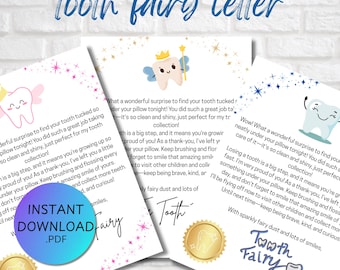 Tooth Fairy Letter | Letter From Tooth Fairy | Tooth Fairy Note | Tooth Fairy | Tooth Certificate |  | First Tooth Print | Fairy Note |