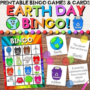 Earth Day und Recycling Bingo Spiel Aktivitäten - Sicht Wörter, Bilder & Rätsel