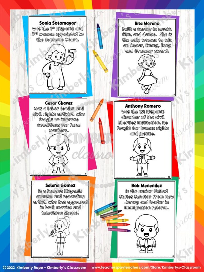 Hispanic Heritage Month Historical Figures Reading and Coloring Page ...
