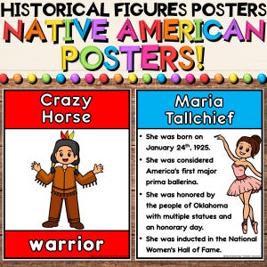 Native American Heritage Posters: Historical Figures Classroom Decor