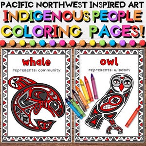 Pacific Northwest Indigenous People Animal Coloring Pages or Posters - Haida Inspired Art