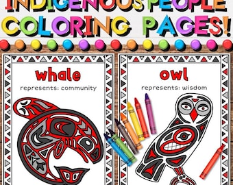 Pacific Northwest Indigenous People Animal Coloring Pages or Posters - Haida Inspired Art