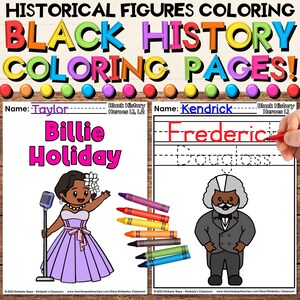 Black History Historical Figures Coloring Pages & Heroes Writing Activities