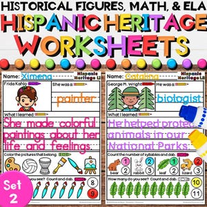 Hispanic Heritage Month Worksheets - Leaders in History Activities (Set 2)