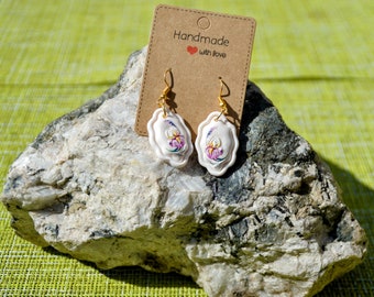 Earrings various motifs such as flowers and others made of polymer clay