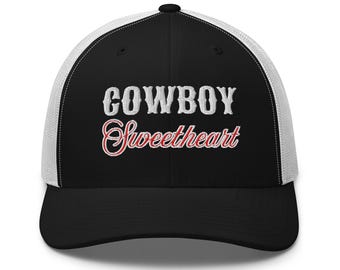 Cappello da camionista retrò con scritta "Cowboy Sweetheart"