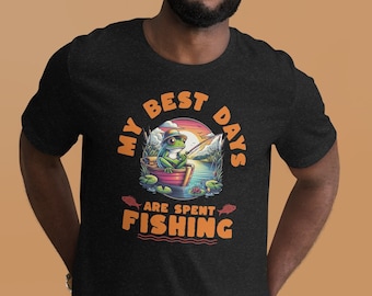 My Best Days Are Spent Fishing Tee , Vintage Classic Fishing T-Shirt, Cottagecore Aesthetic Shirts, Fishing Froggy Tshirt, Frog Lover Gift