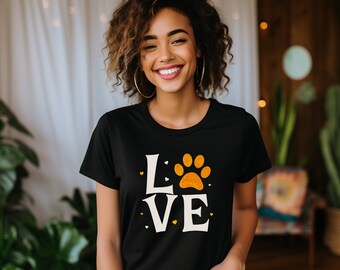 Dog Paw Love Shirt, Dog Love T-Shirt, Colorful Dog Paw Shirt, Gift Tee Dog Owner, Dog Lover Shirt, Paw Love Shirt, Dog Mom Shirt, Paw Print
