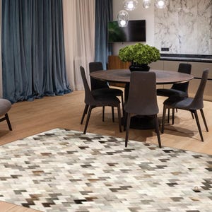 Handmade Cowhide Rug Patchwork Black And White Cow Skin Hand Stitched Premium Leather Area Rug Hair On |  Black Cowhide Patchwork Carpet