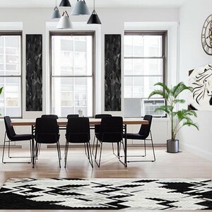 Handmade Cowhide Rug Patchwork Black And White Cow Skin Hand Stitched Premium Leather Area Rug Hair On |  Black Cowhide Patchwork Carpet