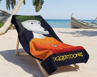 Beach Towel Huggertoons Humanoid Cool Dog  | Gift for Him | Gift for Her |  Beach Vacation gift | Large Luxuriously Soft  Pool Towel