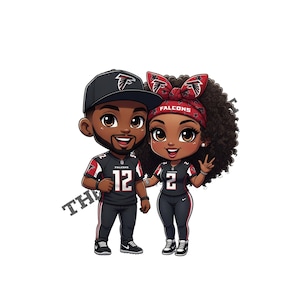 Von Falken inspiriertes schwarzes Paar Digital PNG | Game Day Tumbler / Taschen / Shirt Design