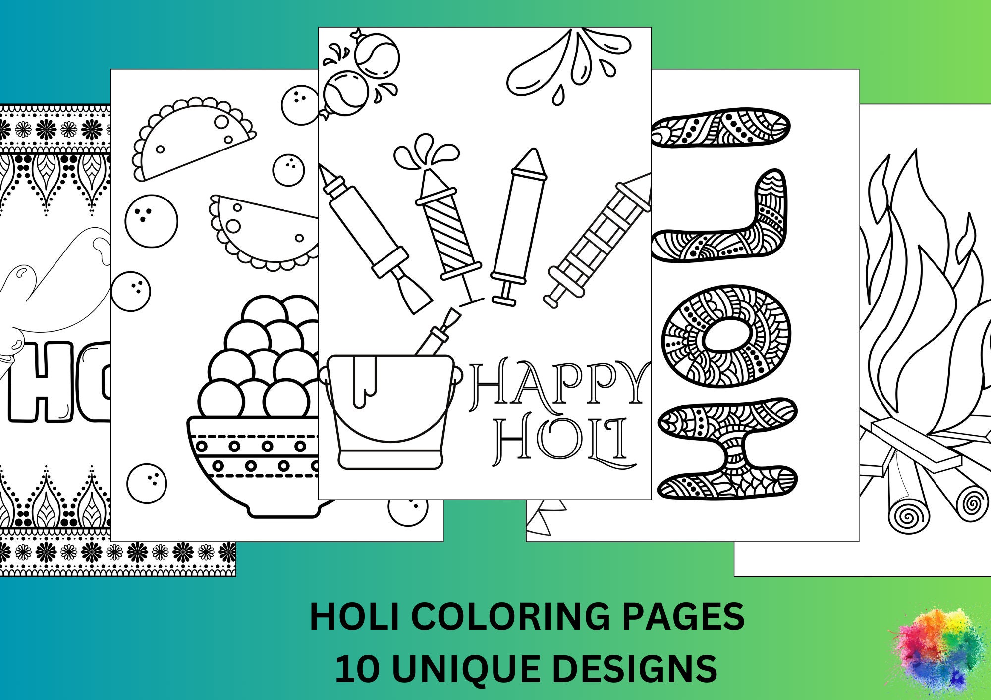 Happy Holi Coloring Pages, Printable Holi Coloring Pages for Kids ...