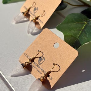 Clear Quartz Dangle Earrings | Point Earrings | Gold Plated Crystal Jewelry |  Natural Stone | Gift for Her | Handmade Quartz Drops |